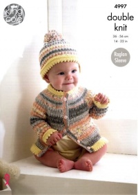 Knitting Pattern - King Cole 4997 - Drifter for Baby DK - Cardigan, Sweater & Hat
